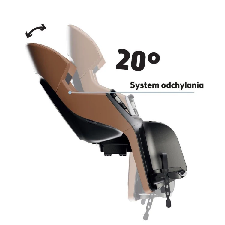 Fotelik rowerowy Bobike Exclusive Evolve Maxi cinnamon brown montowany na tylny bagażnik roweru