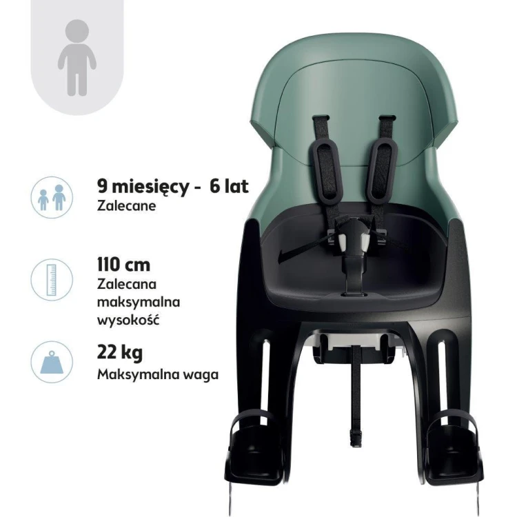 Fotelik rowerowy Bobike Exclusive Evolve Maxi peppermint montowany na tylny bagażnik roweru