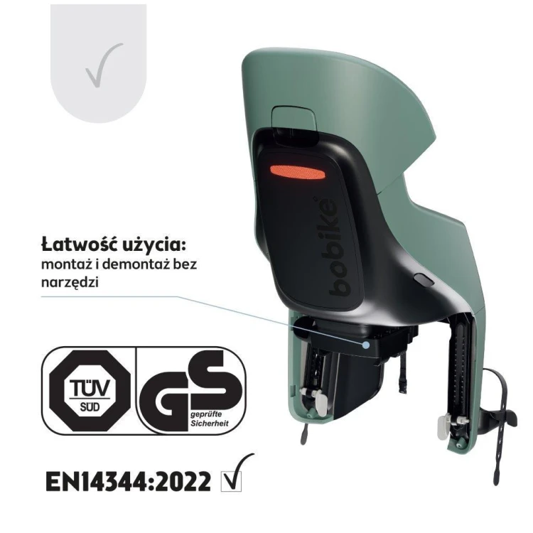 Fotelik rowerowy Bobike Exclusive Evolve Maxi peppermint montowany na tylny bagażnik roweru