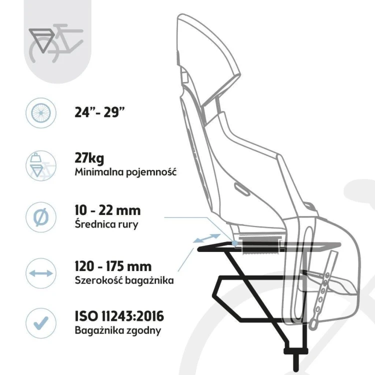 Fotelik rowerowy Bobike Exclusive Evolve Maxi peppermint montowany na tylny bagażnik roweru