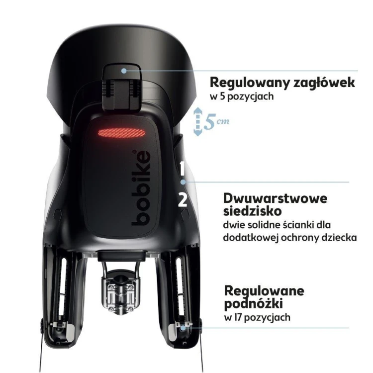 Fotelik rowerowy Bobike Exclusive Evolve Maxi 1P Urban Black montowany do ramy roweru