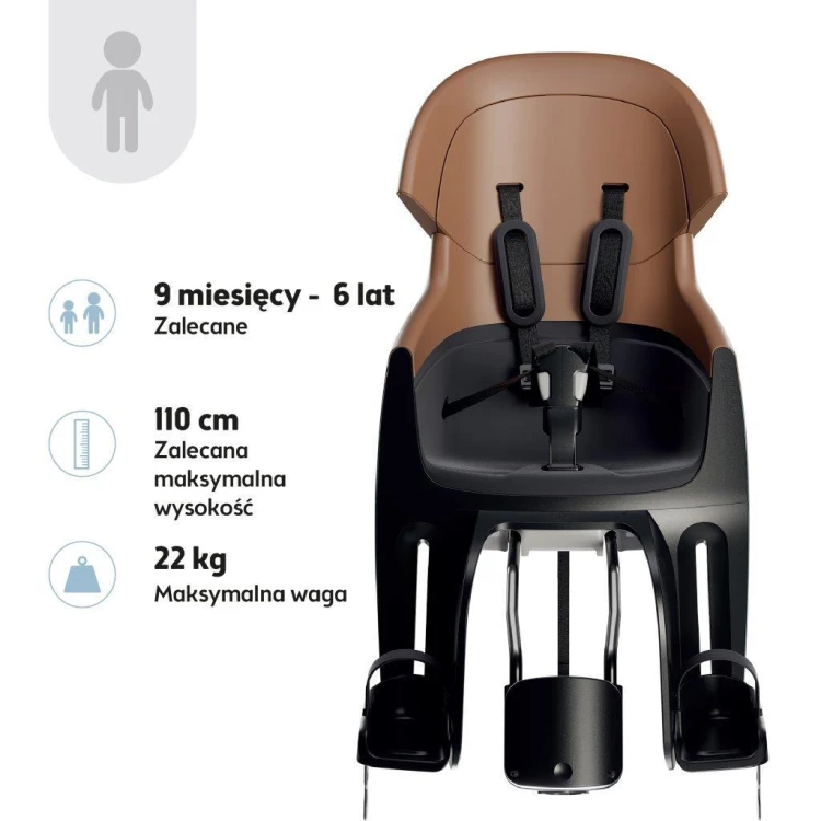 Fotelik rowerowy Bobike Exclusive Evolve Maxi 1P cinnamon brown montowany do ramy roweru