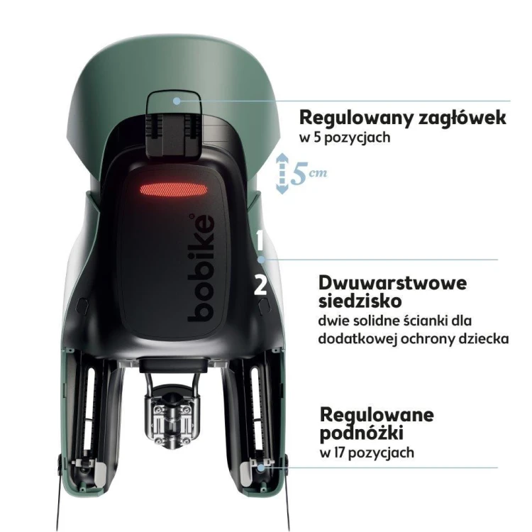 Fotelik rowerowy Bobike Exclusive Evolve Maxi 1P peppermint montowany do ramy roweru