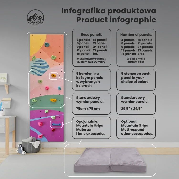 Modułowa Ścianka wspinaczkowa dla dziecka „Górski Szlak” – domowa zabawa i rozwój