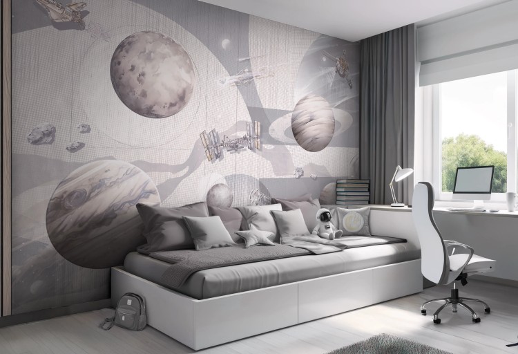 Tapeta dla dzieci kosmos SPACE ZONE MILKY biała galaktyka