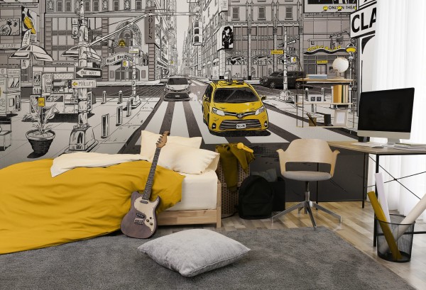 tapeta new york yellow z żółtą taksówką
