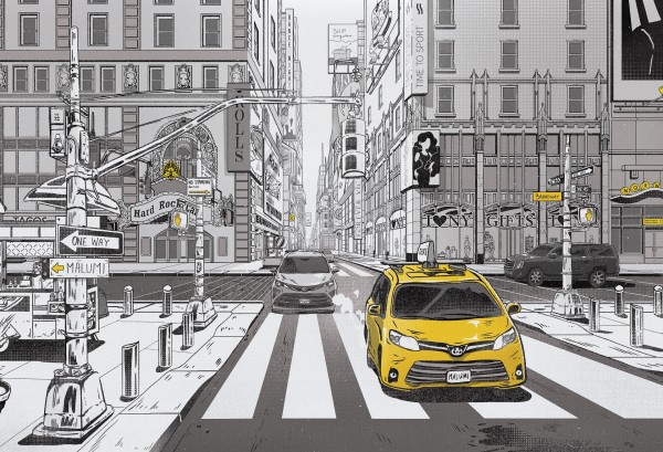 tapeta z motywem taxi new york