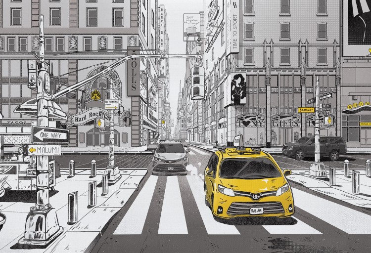 tapeta z motywem taxi new york