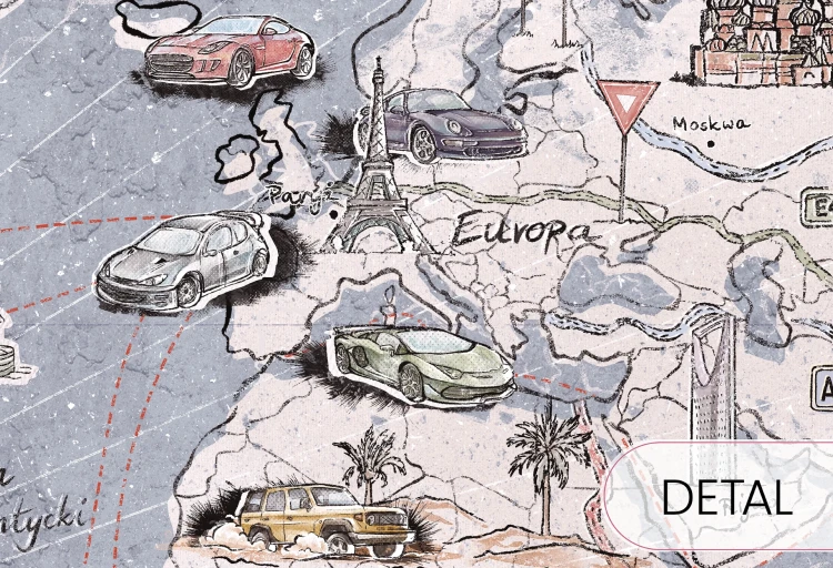 Tapeta TRIP MAP Jeans – Mapa Świata do Pokoju Dziecięcego