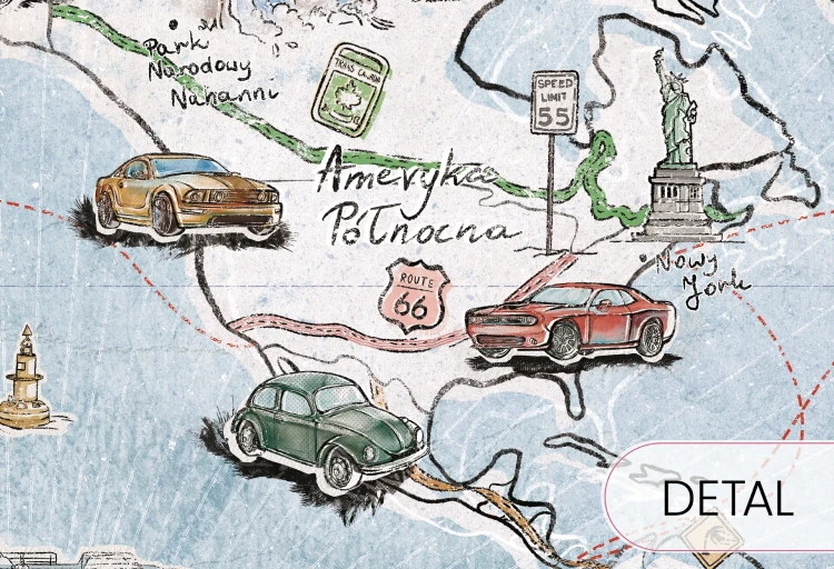 tapeta dziecięca mapa świata blue
