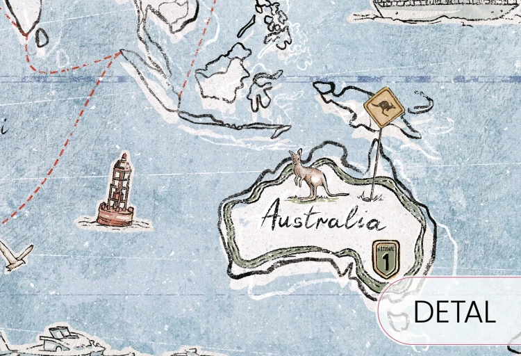 tapeta mapa świata niebieska do pokoju dziecka