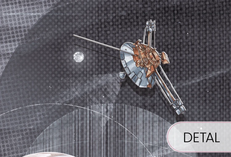 Kosmiczna tapeta dla dzieci SPACE ZONE - GREY z motywami galaktyki