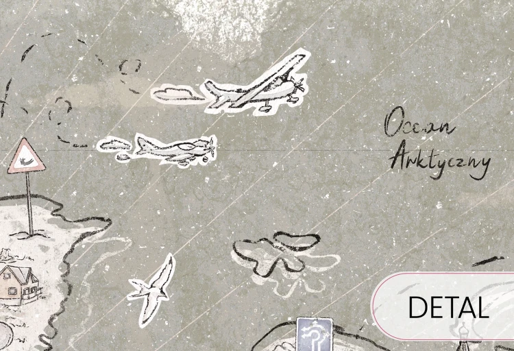 tapeta dziecięca mapa świata khaki