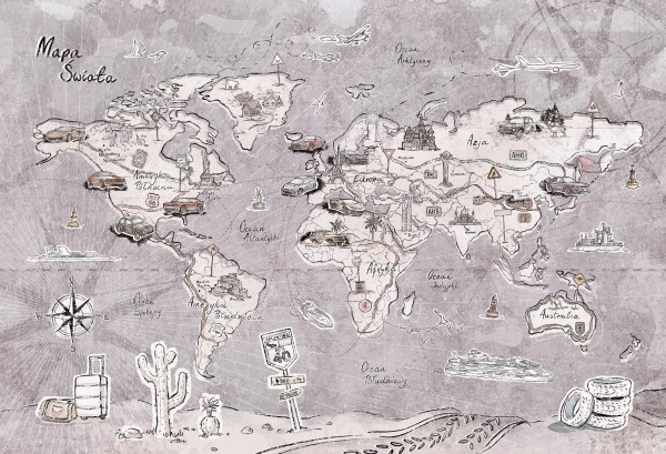 tapeta mapa świata do pokoju dziecięcego