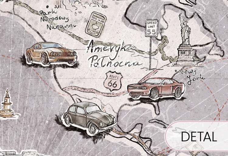 tapeta dziecięca mapa świata szara