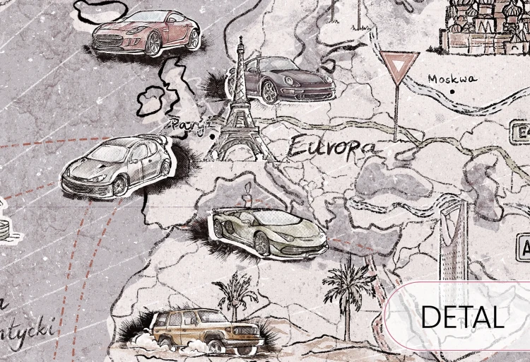 tapeta dziecięca mapa świata szara