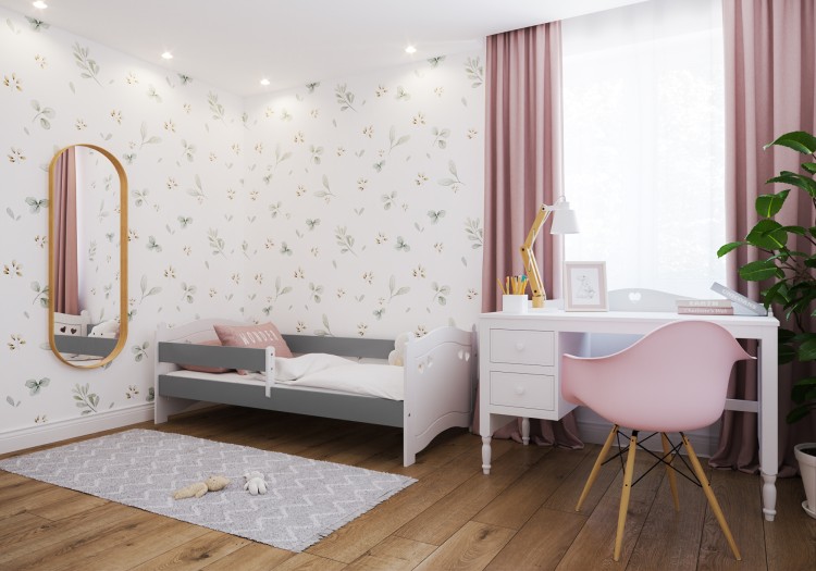 łóżko dziecięce drewniane Sweet Love z barierką bez szuflady