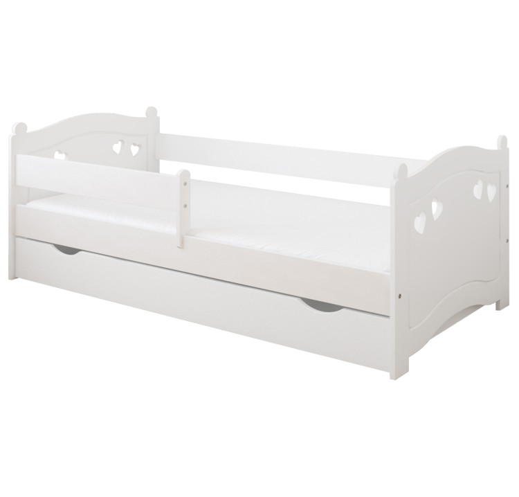 łóżko dziecięce drewniane Sweet Love z barierką białe