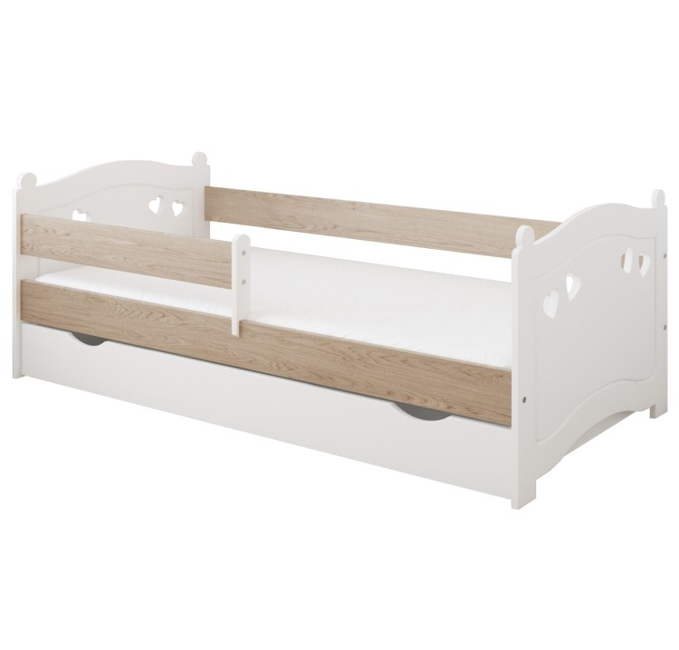 łóżko dziecięce drewniane Sweet Love z barierką dąb