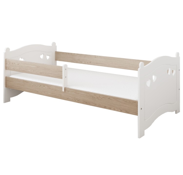 łóżko dziecięce drewniane Sweet Love z barierką dąb