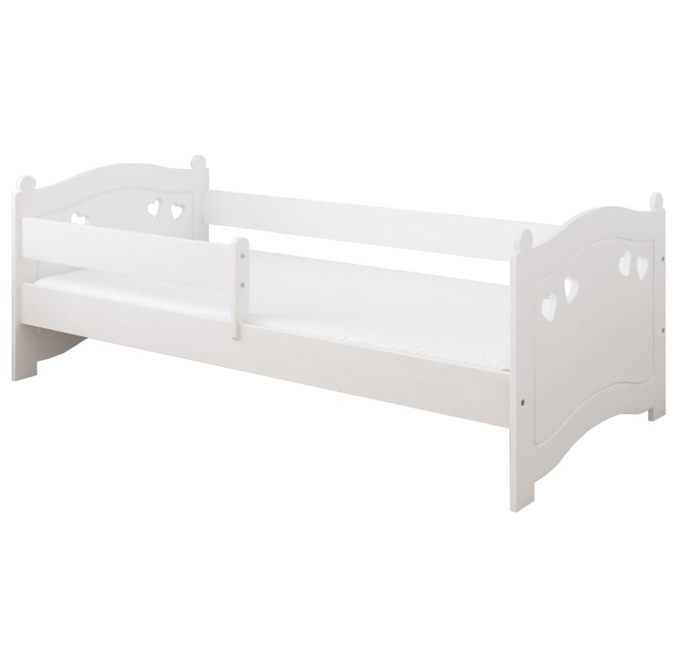 łóżko dziecięce drewniane Sweet Love z barierką białe