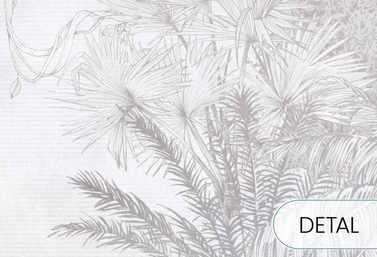 Tapeta BORNEO Grey z liśćmi palm – egzotyczny wzór na ścianę