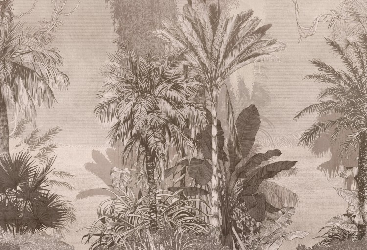 tapeta do salonu z motywem palm BORNEO Chocolate