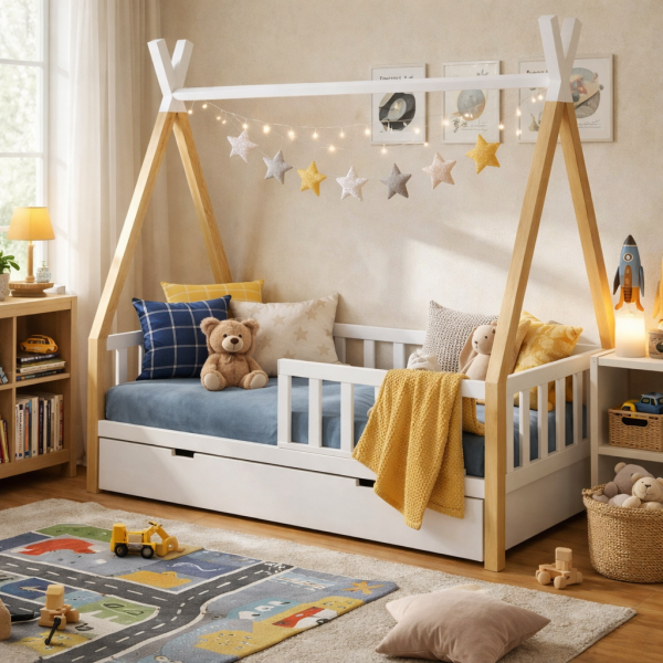 Tipi Drewniane Łóżko dla dziecka DOMEK MONTESSORI