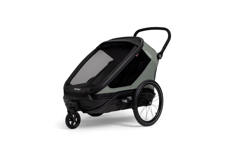 Hamax Outback Next Dusty Green podwójna przyczepka rowerowa dla dzieci