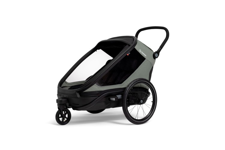 Hamax Outback Next Dusty Green podwójna przyczepka rowerowa dla dzieci