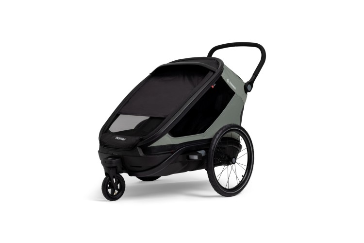 Hamax Outback Next Dusty Green podwójna przyczepka rowerowa dla dzieci