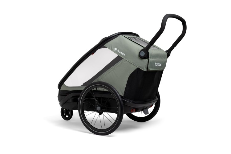 Hamax Outback Next Dusty Green podwójna przyczepka rowerowa dla dzieci