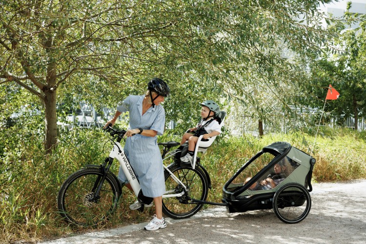 Hamax Outback Next Dusty Green podwójna przyczepka rowerowa dla dzieci
