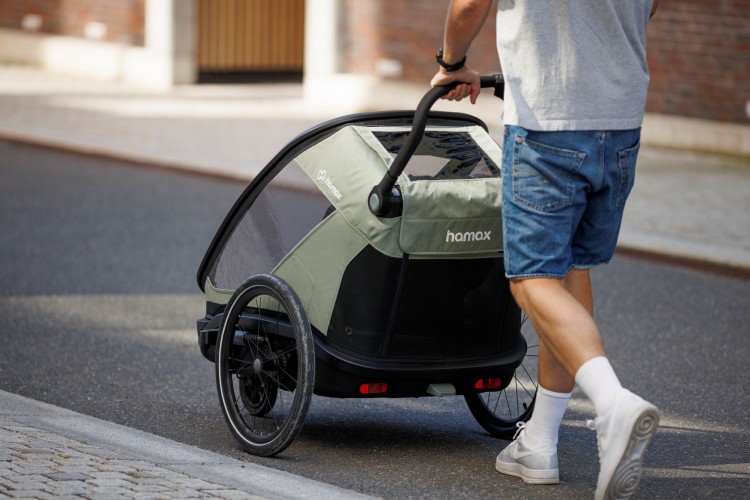 Hamax Outback Next Dusty Green podwójna przyczepka rowerowa dla dzieci