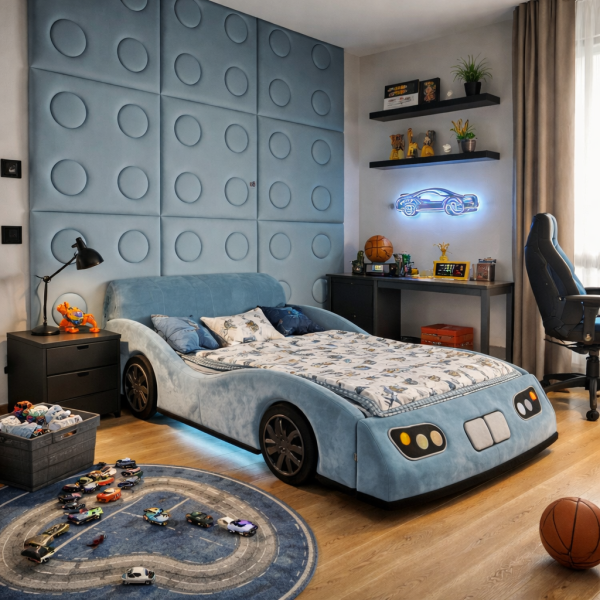 Panele KIDS klocek LEGO 50x50cm na ścianie w pokoju dziecka