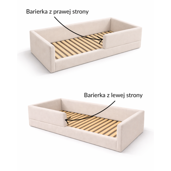 tapicerowane łóżeczko dziecięce COMFY z barierką