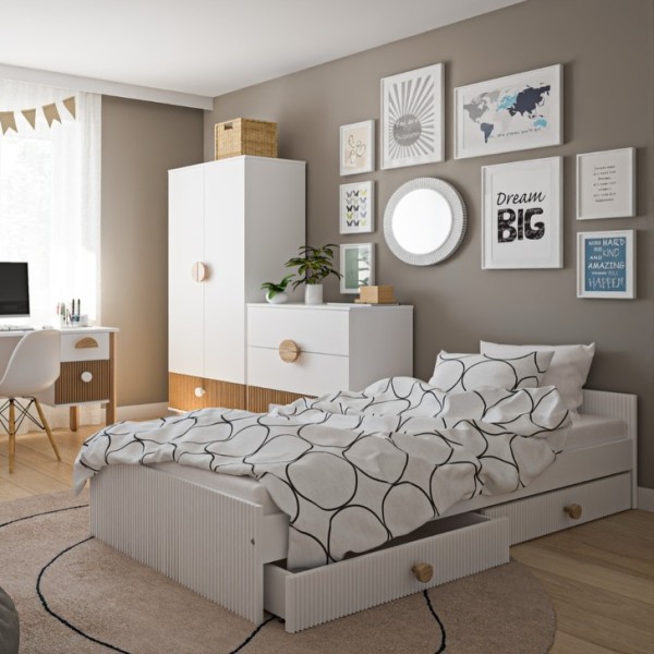 Łóżko Dziecięce LOFT 160x80 200x90 200x120 – Łóżko Młodzieżowe Nowoczesne Białe z szufladami