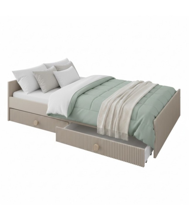 Kaszmirowe łóżko pojedyncze dla dzieci LOFT z szufladami