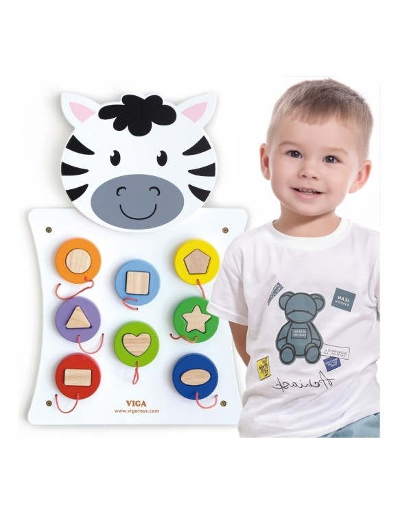 VIGA Drewniana Tablica Manipulacyjna Zebra Certyfikat FSC Montessori