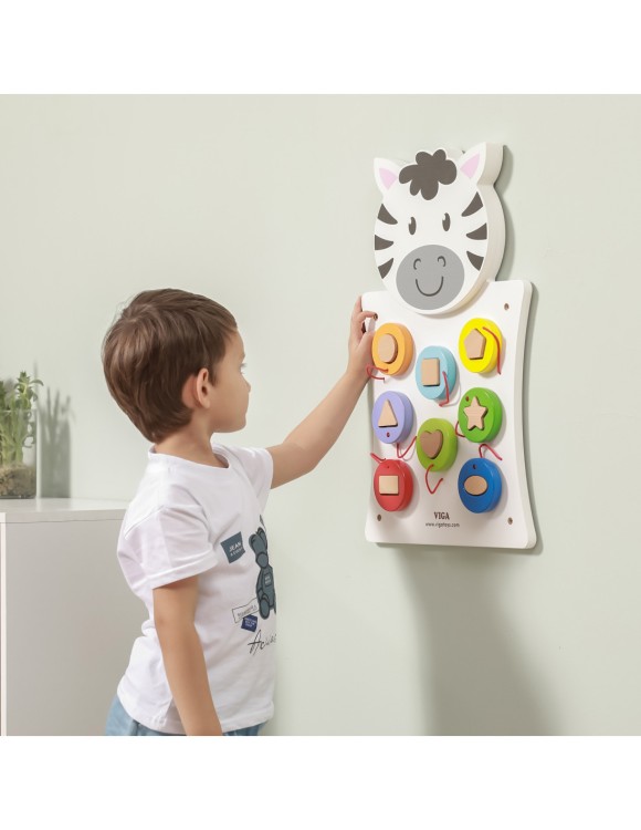 VIGA Drewniana Tablica Manipulacyjna Zebra Certyfikat FSC Montessori