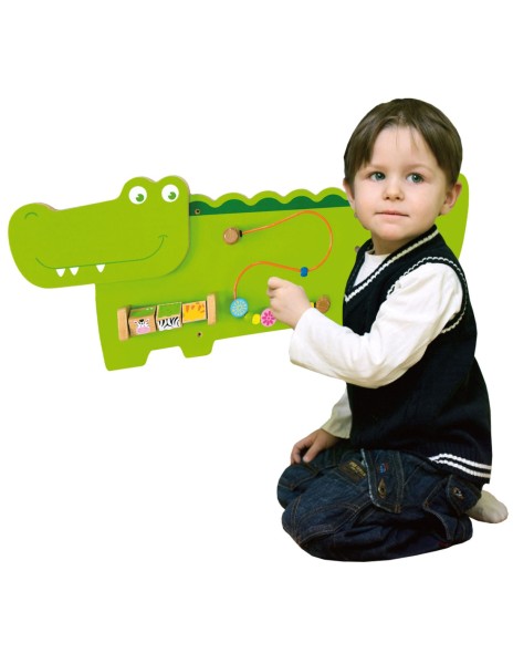 VIGA Tablica Edukacyjna Manipulacyjna Sensoryczna Drewniana Krokodyl Certyfikat FSC Montessori