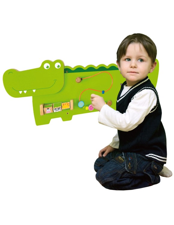 VIGA Tablica Edukacyjna Manipulacyjna Sensoryczna Drewniana Krokodyl Certyfikat FSC Montessori