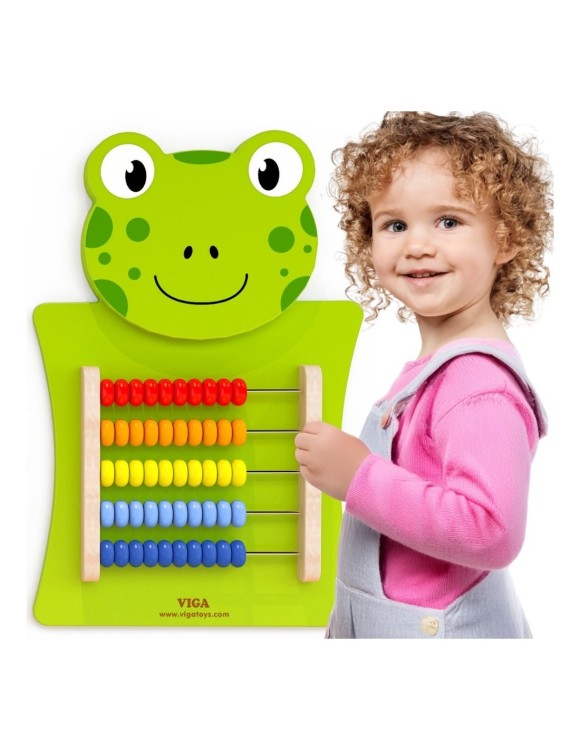 VIGA Drewniana Tablica Manipulacyjna Liczydło Żabka Certyfikat FSC Montessori
