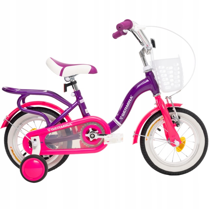 Rower dla dziecka BMX 12" cali Fioletowo-Różowy z Koszykiem - PREZENT DLA DZIECKA