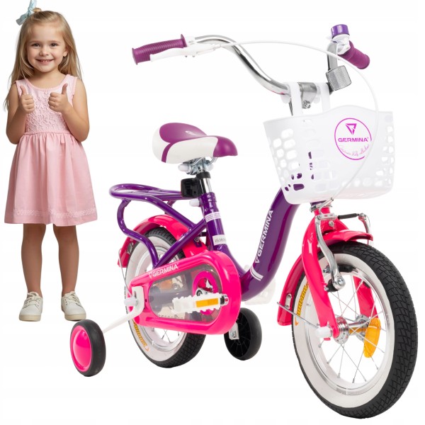 Rower dla dziecka BMX 12" cali Fioletowo-Różowy z Koszykiem - PREZENT DLA DZIECKA