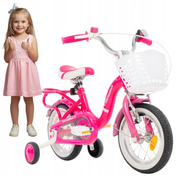 Rower dla dziecka BMX 12" cali Różowy z Koszykiem - PREZENT DLA DZIECKA