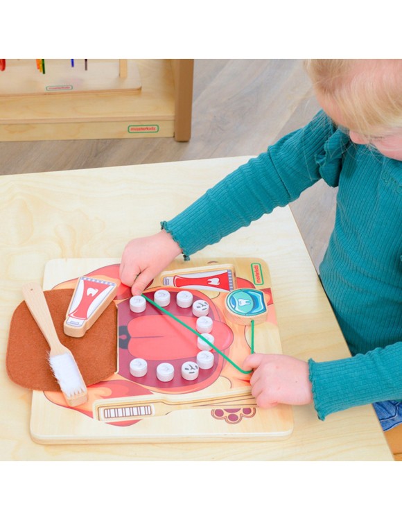 MASTERKIDZ Nauka Zdrowej Higieny Jamy Ustnej na Przykładzie Pieska - Tablica Ścienna Edukacyjna Montessori