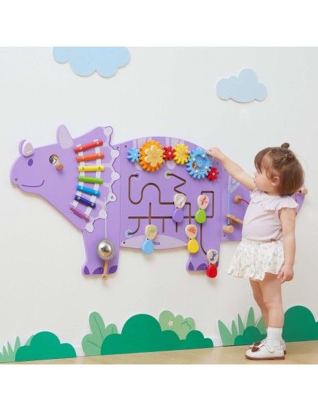 VIGA Drewniana Tablica Sensoryczna-Manipulacyjna EDU Triceratops