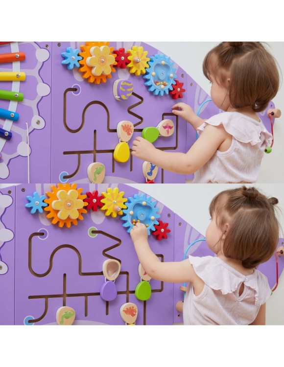 VIGA Drewniana Tablica Sensoryczna-Manipulacyjna EDU Triceratops