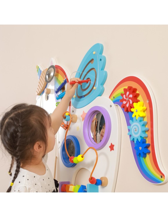 VIGA Drewniana Tablica Sensoryczna Manipulacyjna Jednorożec Certyfikat FSC Montessori